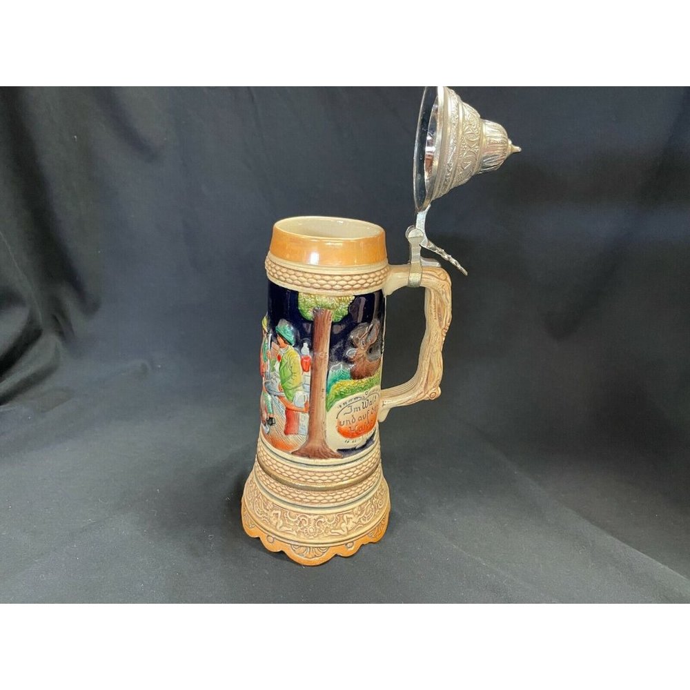 West Germany Stein Vtg Music Box Base Plays Trink Bruderlein Song 1/2 LTR 11"